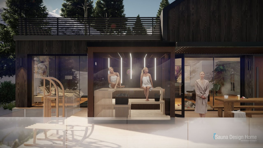 Kültéri luxus finn szauna - Fusion tömör fa design szauna