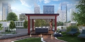Pergola LED hangulat világítással, piros színben