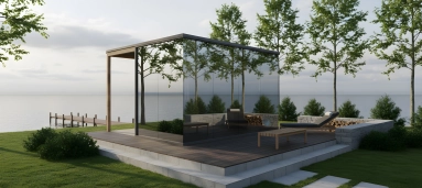 Tükörüveges kültéri szauna