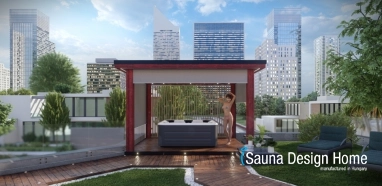 Pergola LED hangulat világítással, piros színben