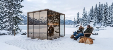 Tükörüveges kültéri szauna