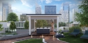 Pergola zipSCREEN árnyékolóval fehér színben Villeroy &amp; Boch jakuzzival