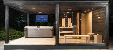 Modern szaunaház Villeroy &amp; Boch prémium masszázsmedencével