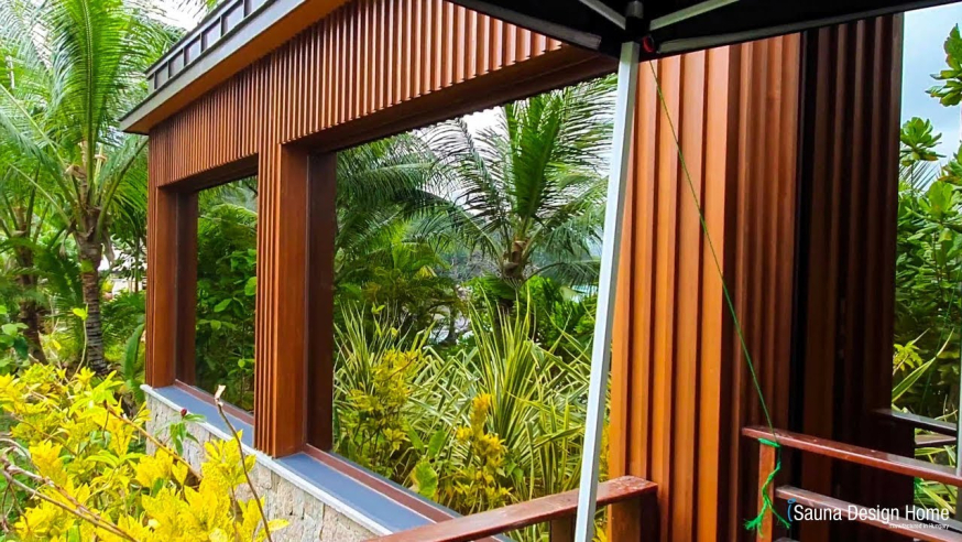 Szaunaház, mint exkluzív hot jóga helyszín | iSauna Seychelles-szigeteki projekt #2